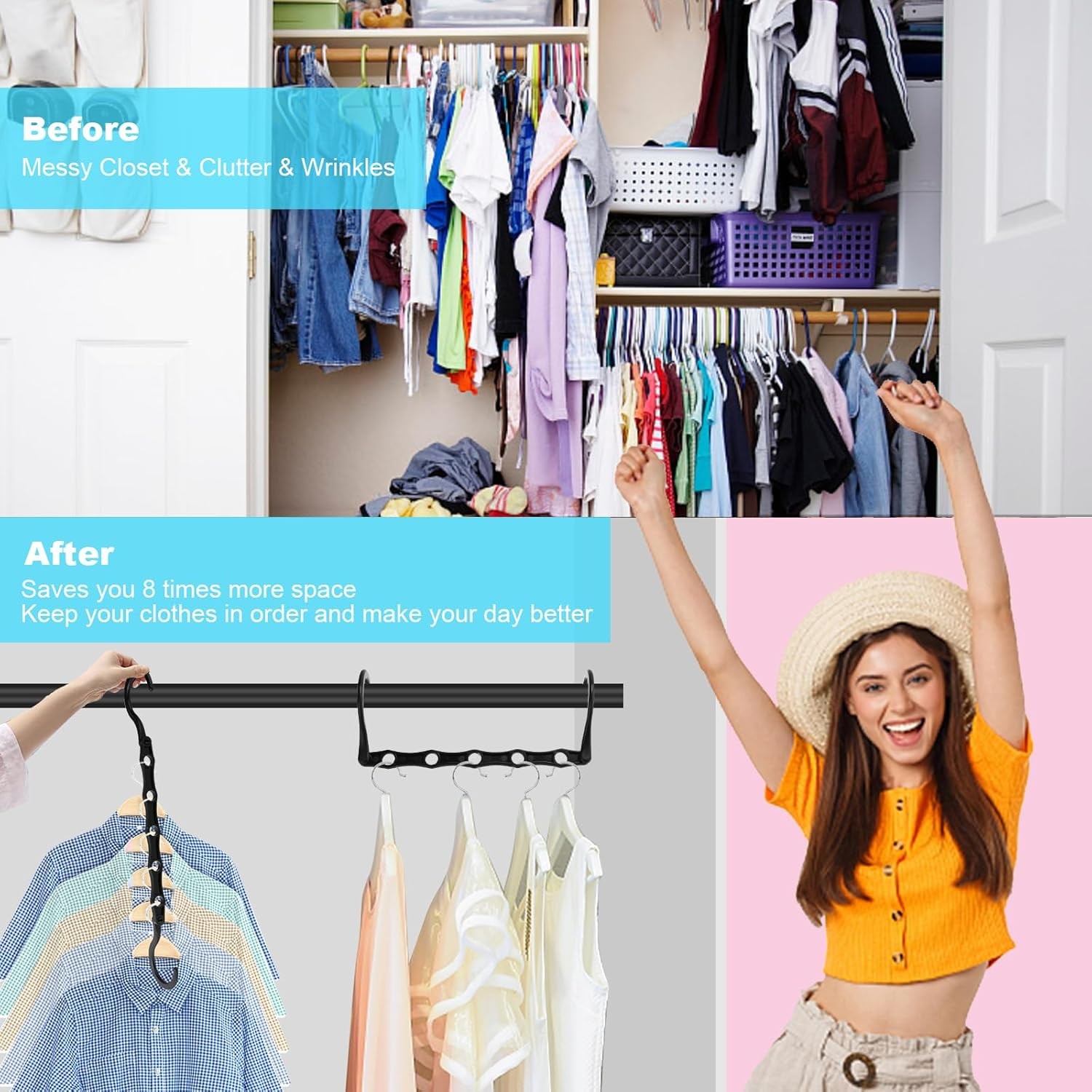 Heavy Duty Magic Hangers 10 Pack Space Saving Closet Organizer for Dorm Room