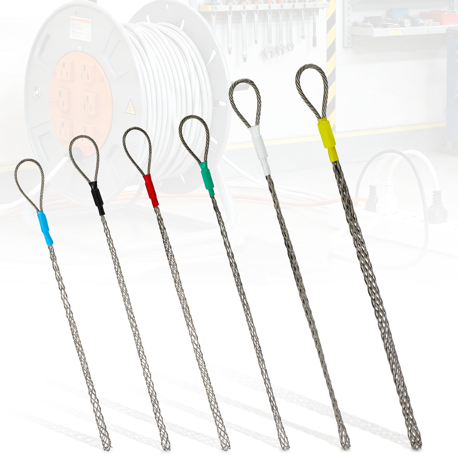 6PCS Cable Puller Socks 4-25 mm Cable Pulling Sock Grip Kit Eye Mesh Kits US