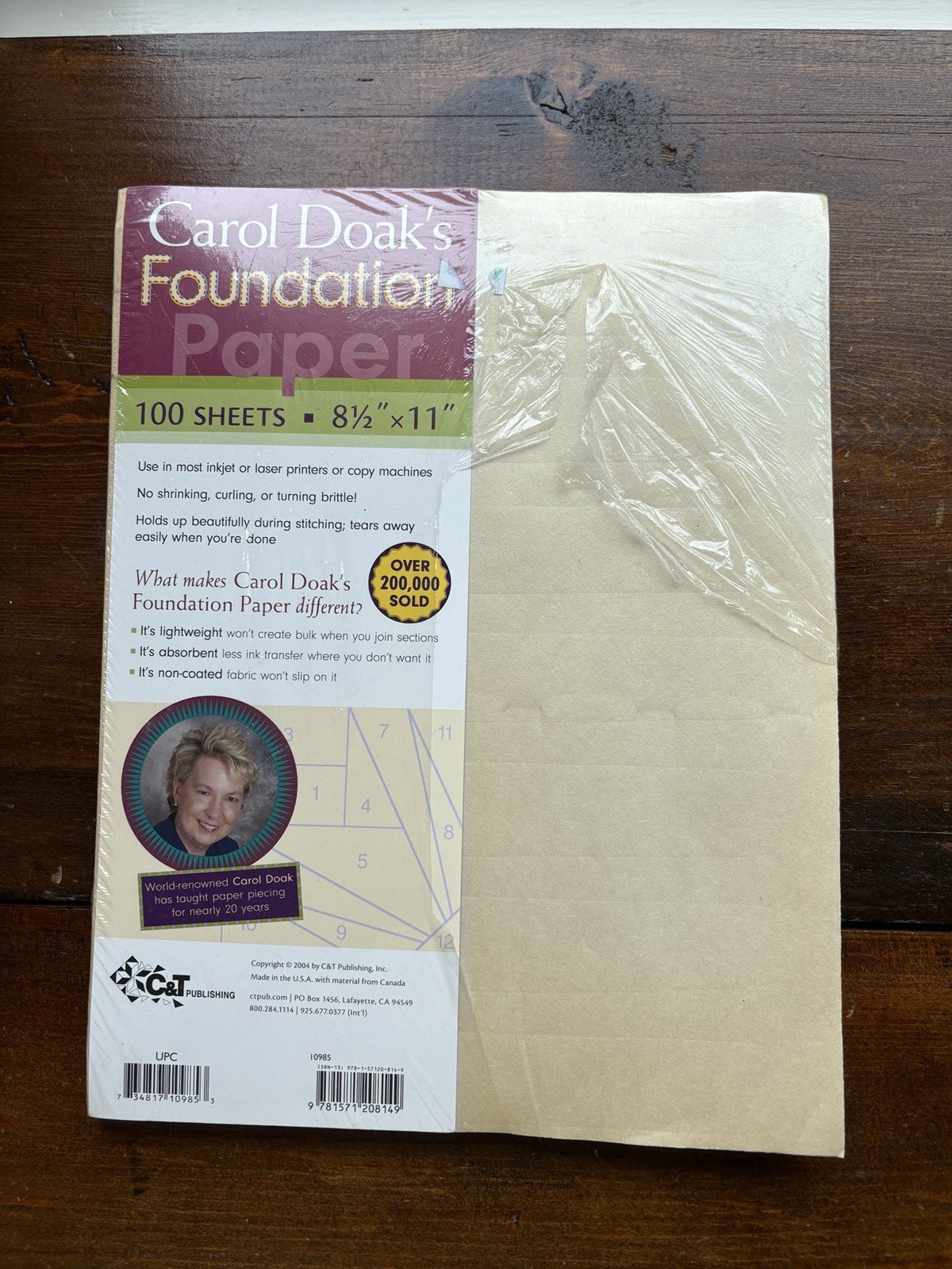 Carol Doak’s FOUNDATION PAPER 100 Sheets, 8 1/2" x 11” Quilting Aid Sewing