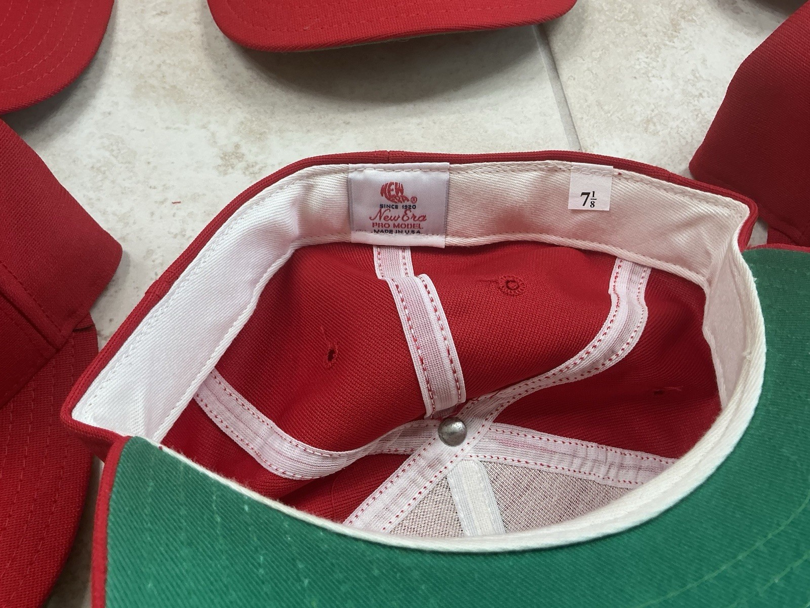 6 New Era Pro Model Red with Initial H Baseball Hats various sizes