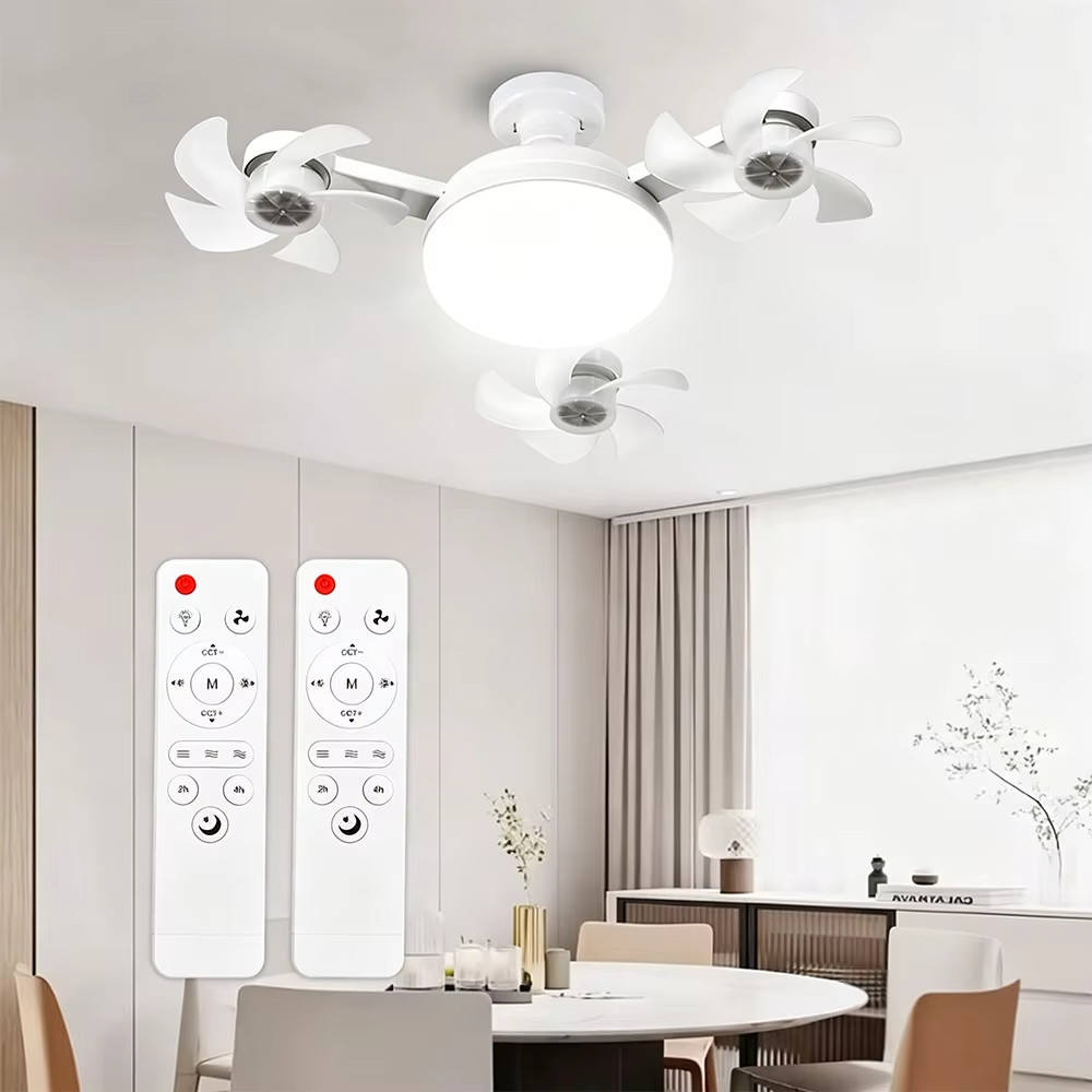 LED Socket Ceiling Fan with Light & Remote E27 Screw In Smart Mini Fan