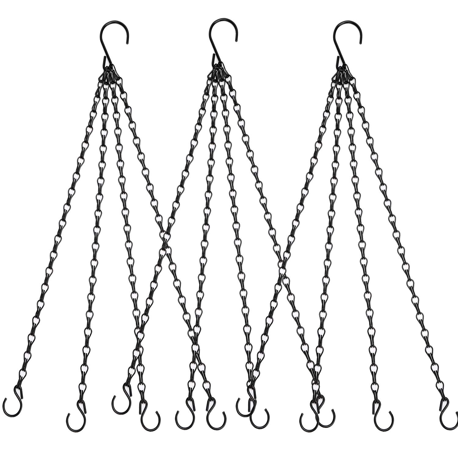 Heybe Hanging Baskets Chains 23 Inches 4 Leads Small, Black