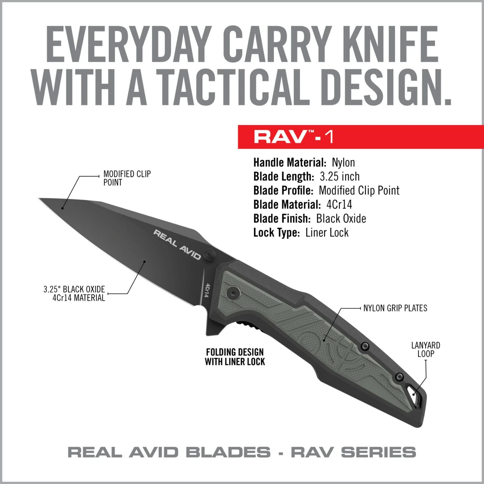 NEW Real Avid RAV-1 Folding Knife Modified Clip Point Liner Lock AVRAV1