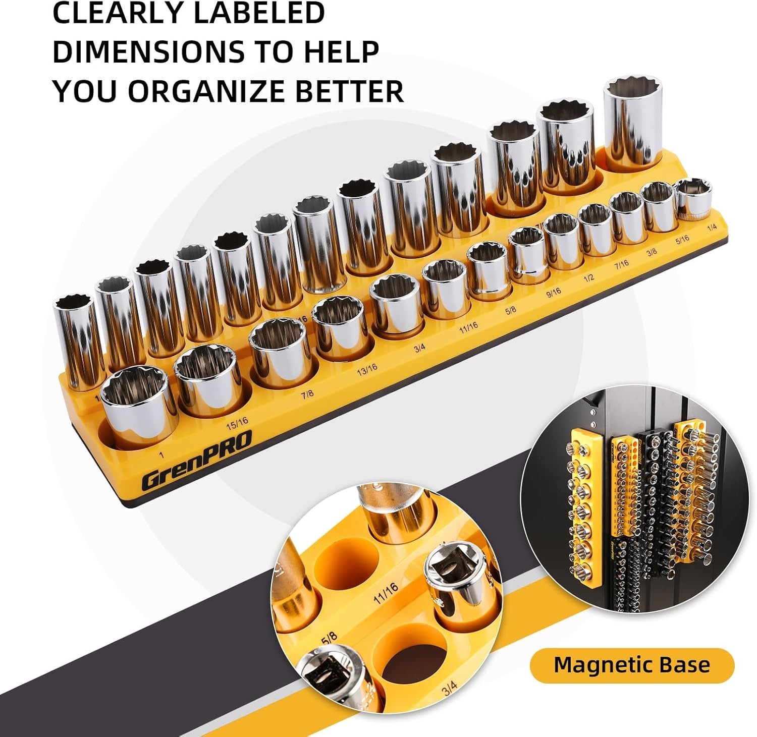 Strong Magnetic Socket Organizer Set - 6pc for Efficient Tool Management