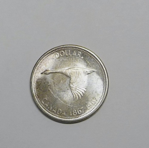 Circulated, 1967 Canada (.800) Silver Dollar, Elizabeth II, 2nd Portrait