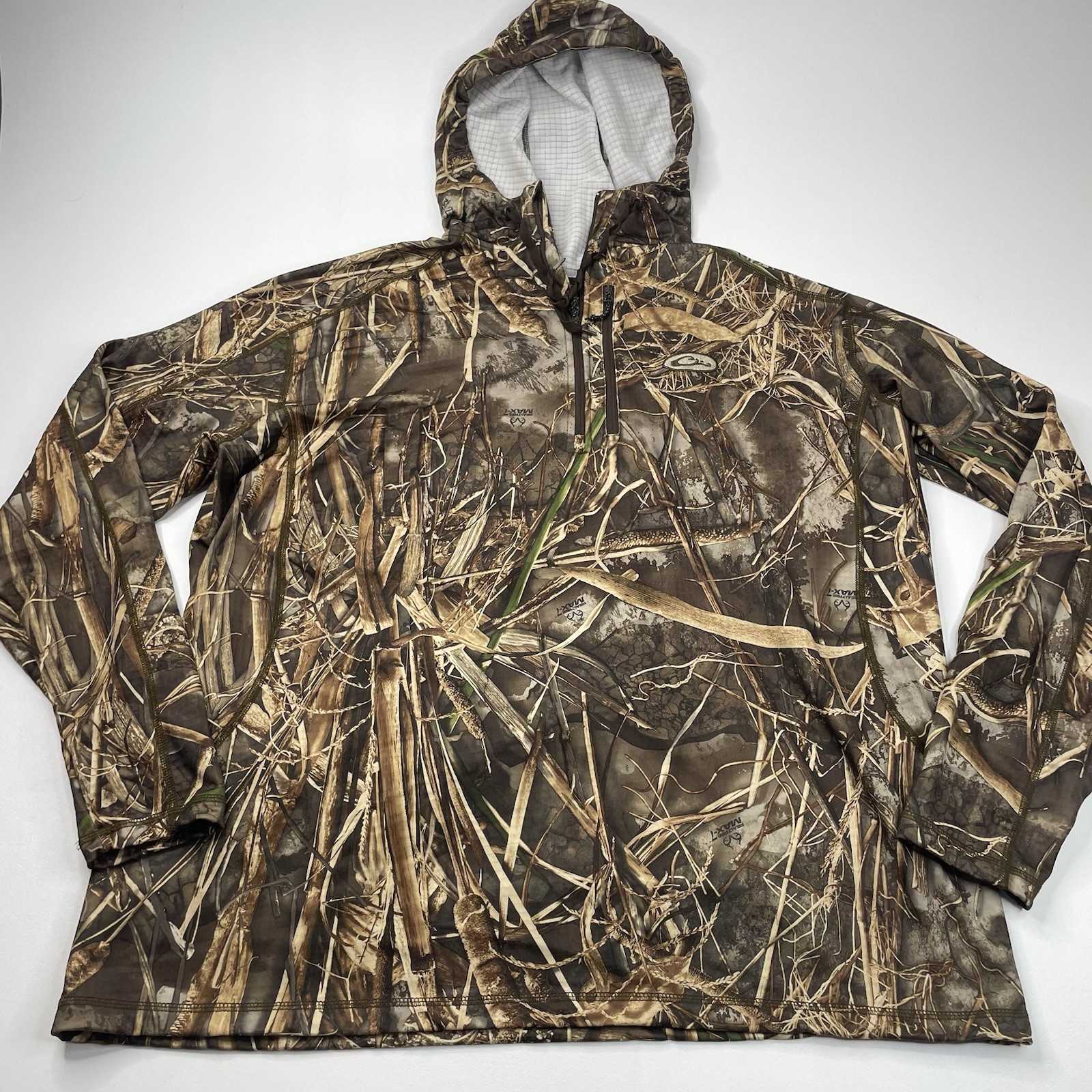 Drake Waterfowl MST Breathlite Quarter Zip Hoodie Stretch Camo Men's Sz 2XL