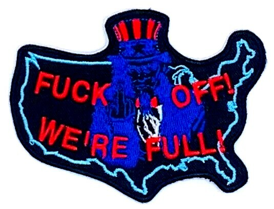 F**K OFF! WE'RE FULL USA MAP EMBROIDERED MOTORCYCLE VEST IRON ON PATCH E-18
