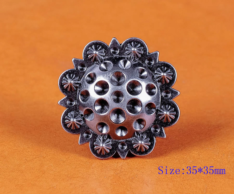 Set of 5 WESTERN HORSE SADDLE TACK 1-3/8" RETRO SILVER BERRY CONCHOS SCREW BACK