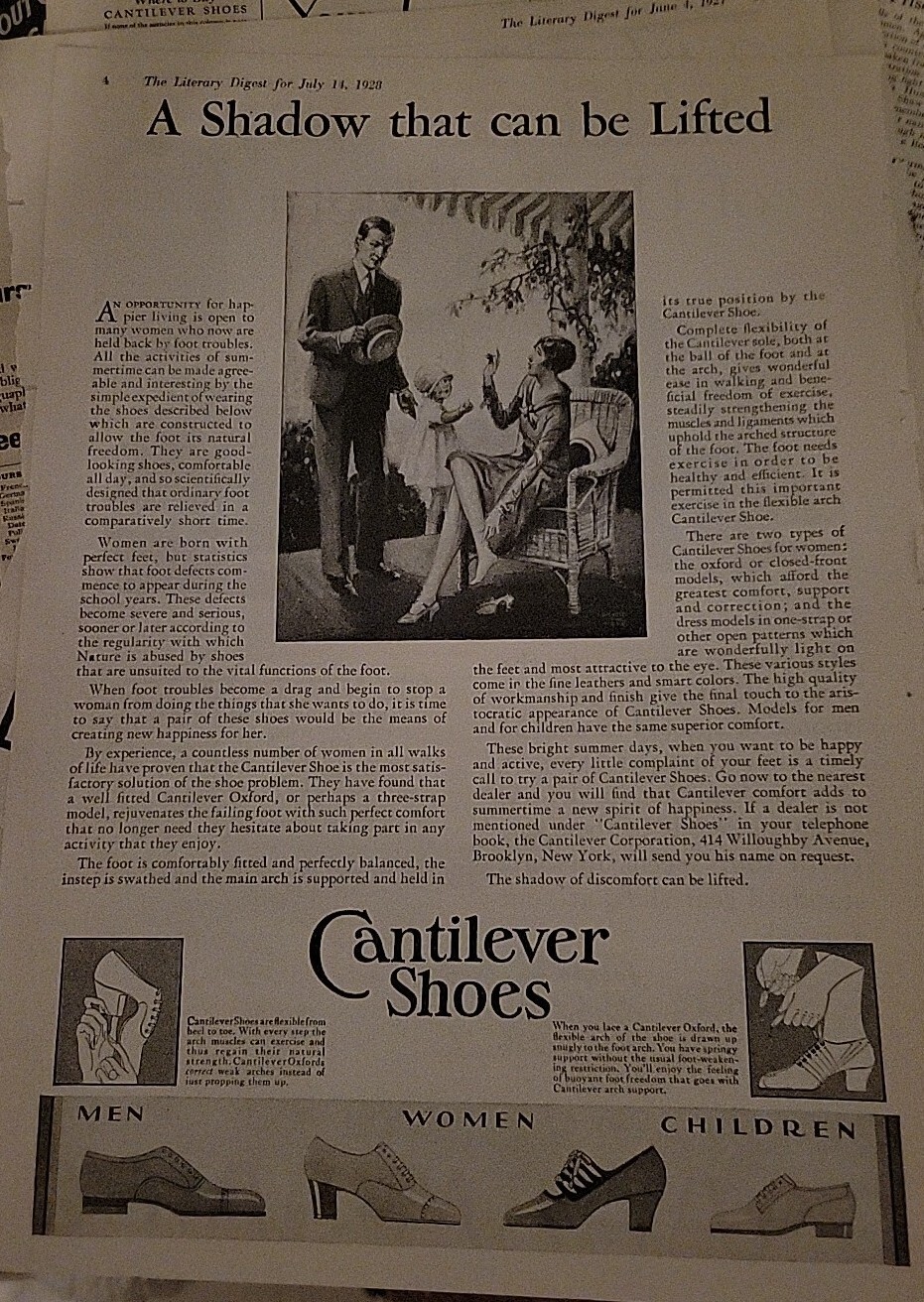 1928 Womens Cantilever Shoes What Is Behind Poise vintage Fashion ad