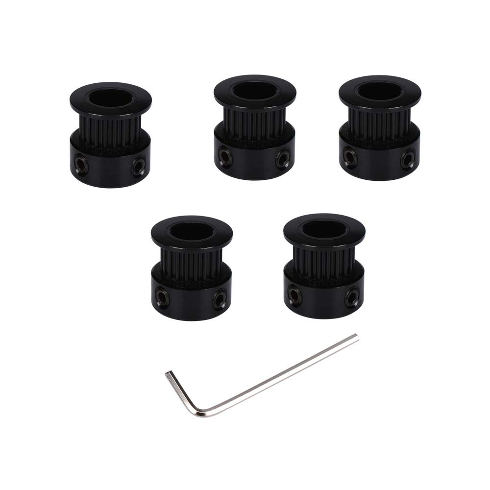 HoCenWay 5pcs GT2 Black Aluminum 20 Teeth Timing Belt Idler Pulley Synchronou...