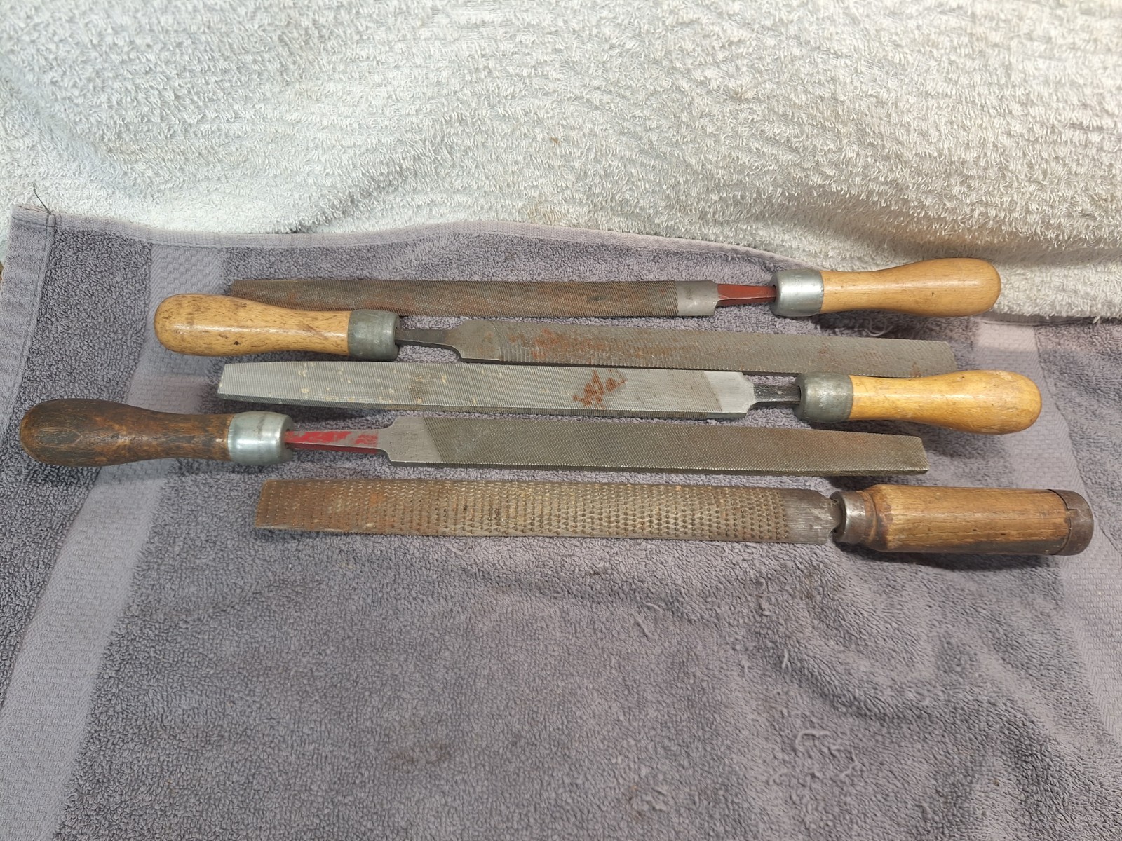 Lot Of 5 Vintage Wood Handle Files Simonds Flat Nast Clear Cut Nicholson Shear