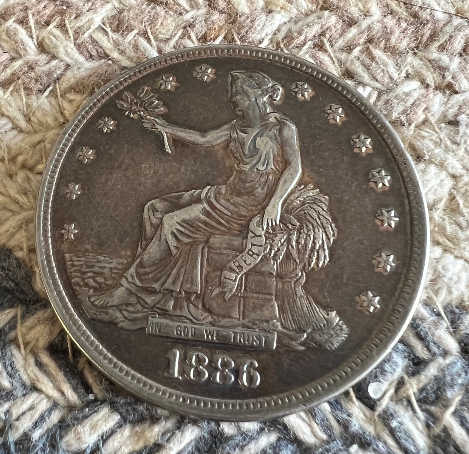 1886-O Trade Dollar Overstrike on Genuine Trade $ Circulated Finish Dan Carr /1