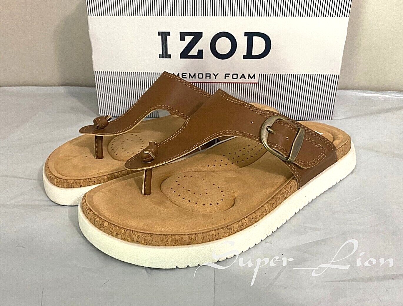 NEW IZOD Women's Charcy Adjustable Strap Memory Foam Sandal - SIZE 6, 7, 8 BROWN
