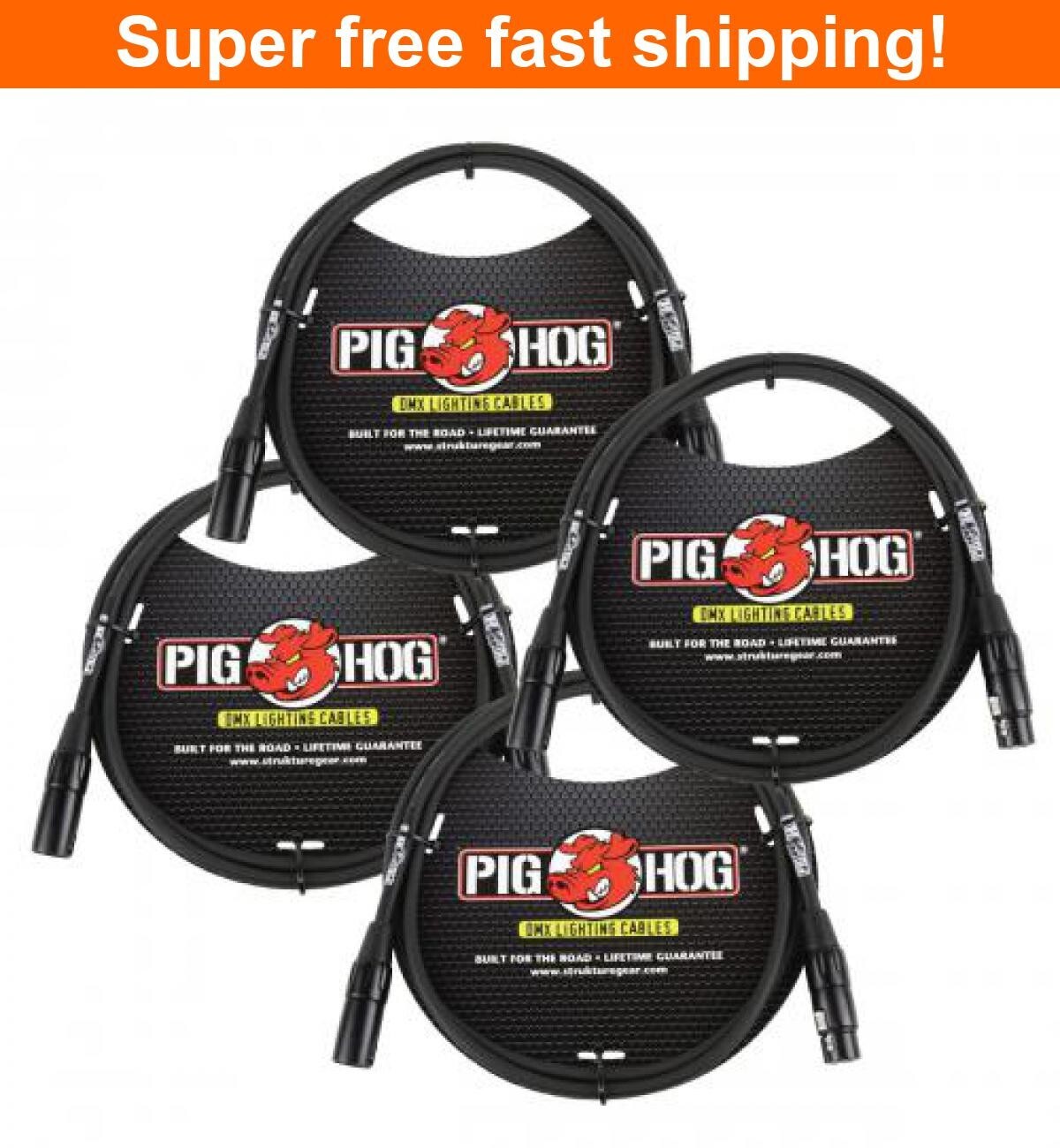 Lifetime Warranty! 4 PACK Pig Hog PHDMX5 5ft DMX Lighting Cable 3 Pin - NEW