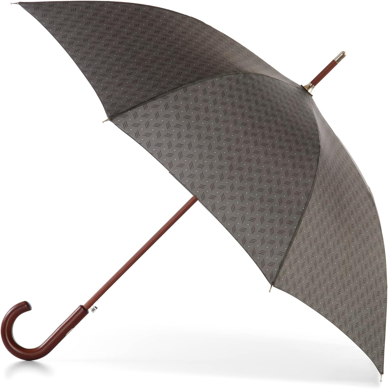 Eco Auto Open Umbrella Classic Wooden J Stick Handle with Easy Grip - Windproof,