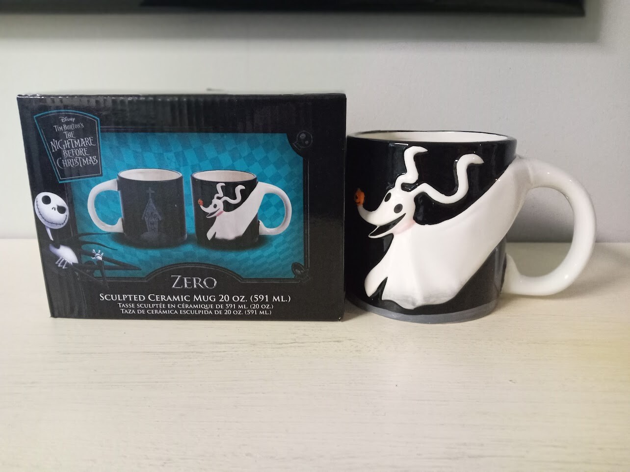 Disney Nightmare Before Christmas Zero Dog Mug Tail Handle New In Box