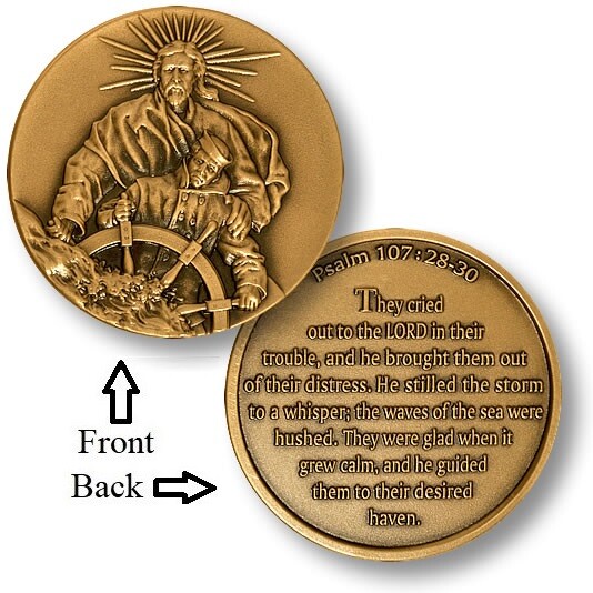 The Lord of the Seas ~ Psalm 107:28-30 ~ Religious ~ Challenge Coins ~