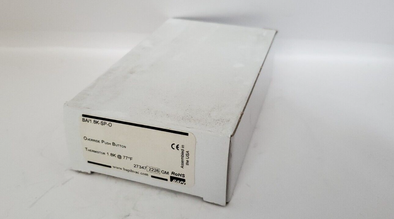 Bapi BA/1.8K-SP-O Wall Plate Temp. Sensor 1.8K @ 77F Override Push Button