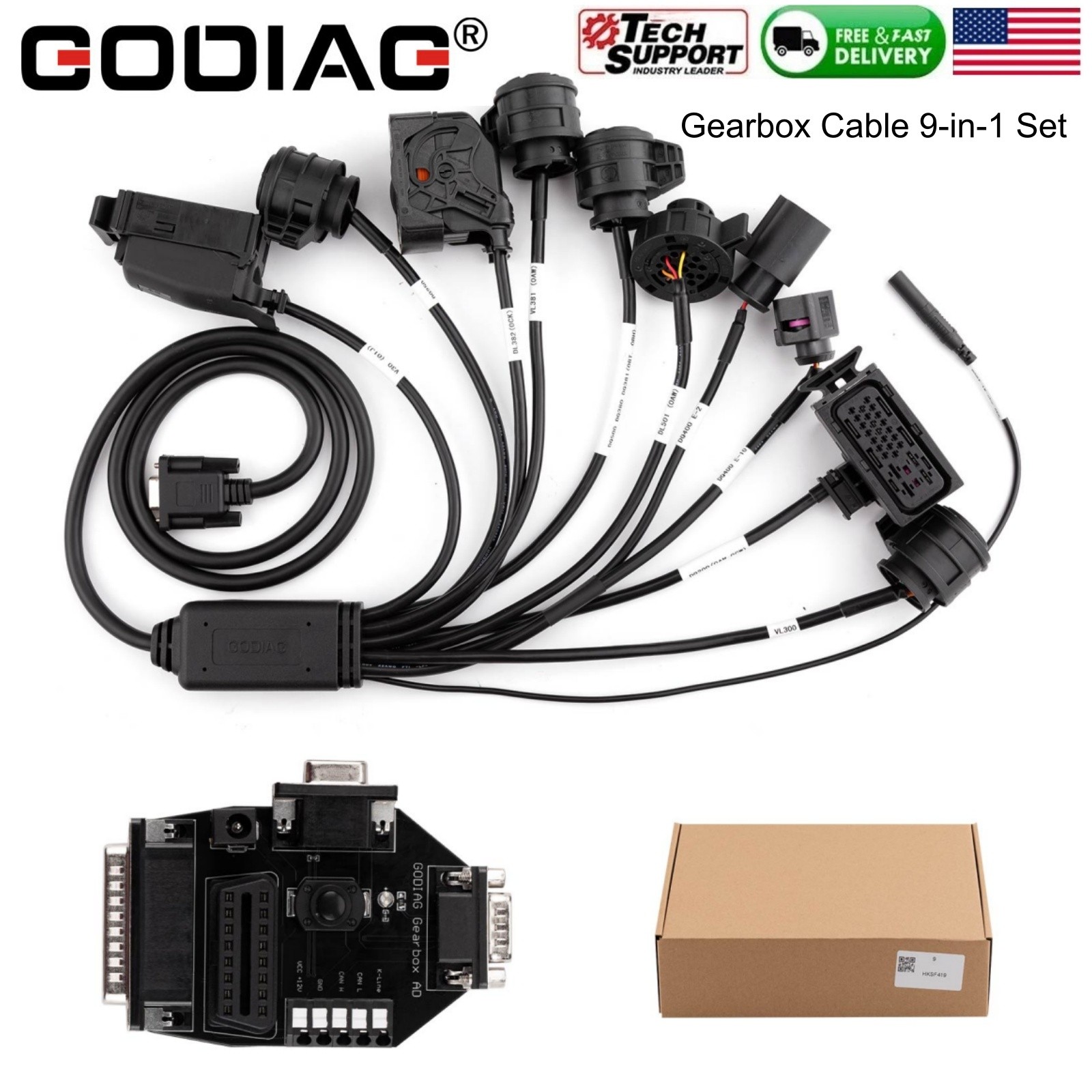 GODIAG Gearbox Cable 9-in-1 Set for DQ200/DL501/VL300/VL381/DQ500/DQ250/DQ380/