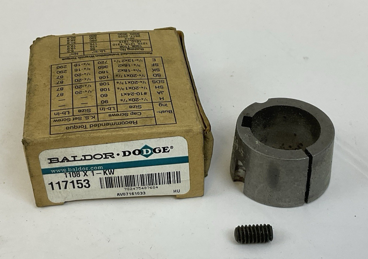 BALDOR DODGE 1108 X 1-KW TAPER-LOCK BUSHING 117153