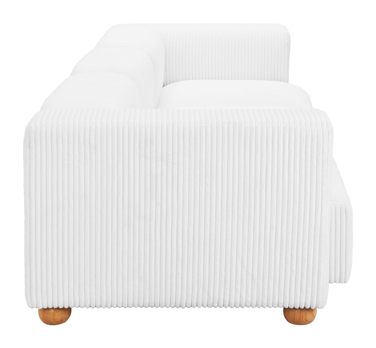 ZUO Tayte Lush Cord Style Fabric Upholstered Sofa in White