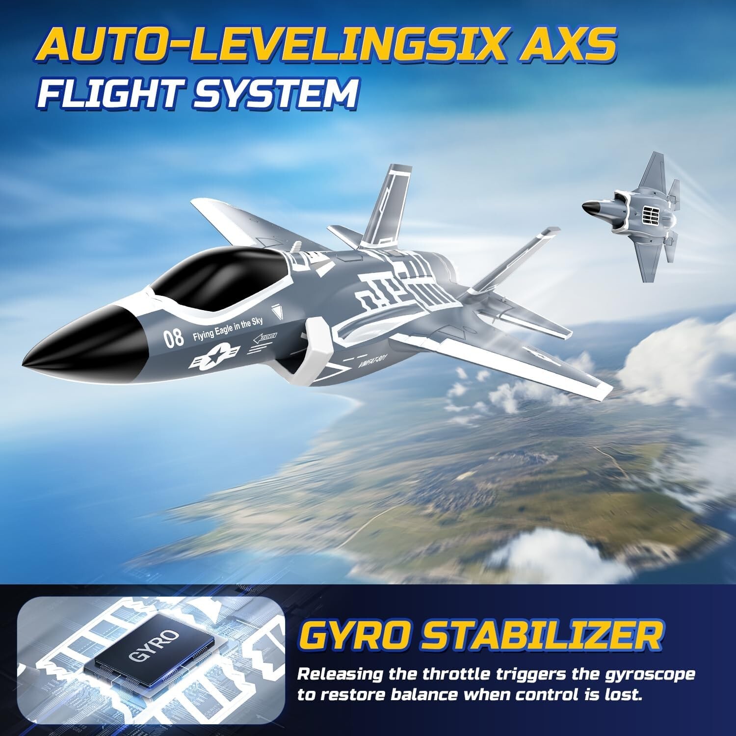 DEERC F35 4 Channel Brushless RC Plane for Adults Remote Control Airplane Duc...