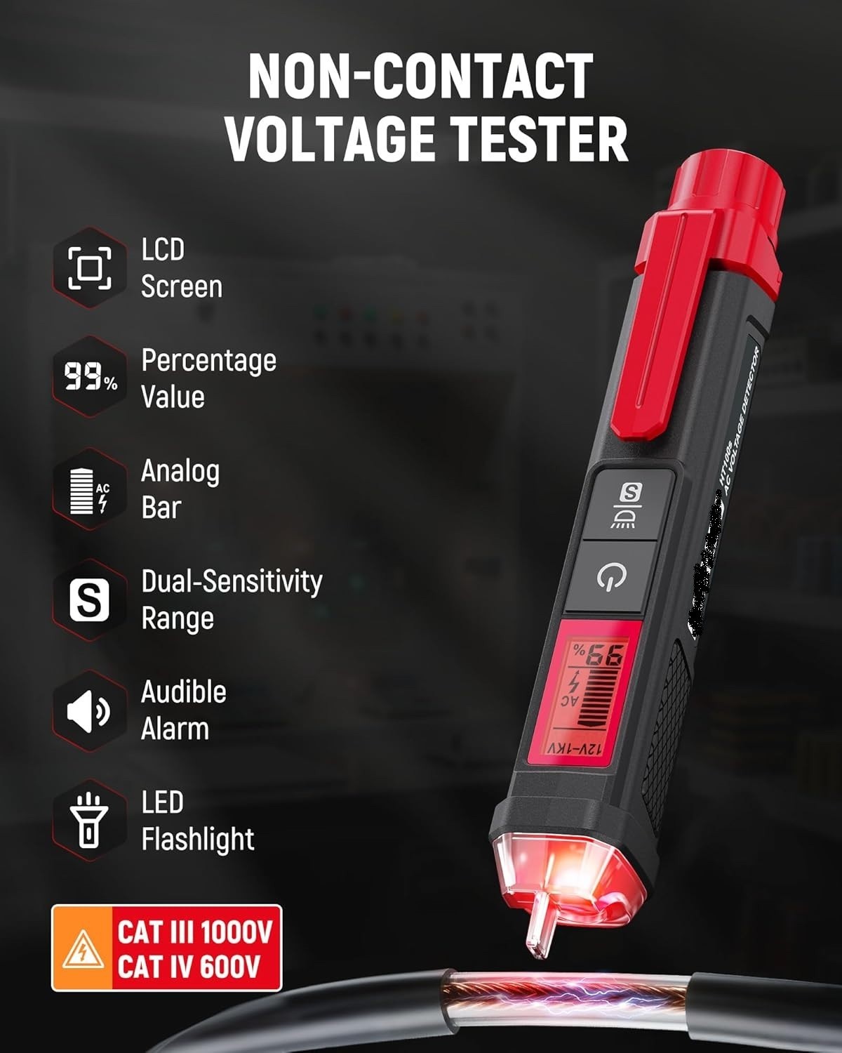 Electrical Test Kit NCV Voltage Tester GFCI Outlet Tester LCD 2Pc Set