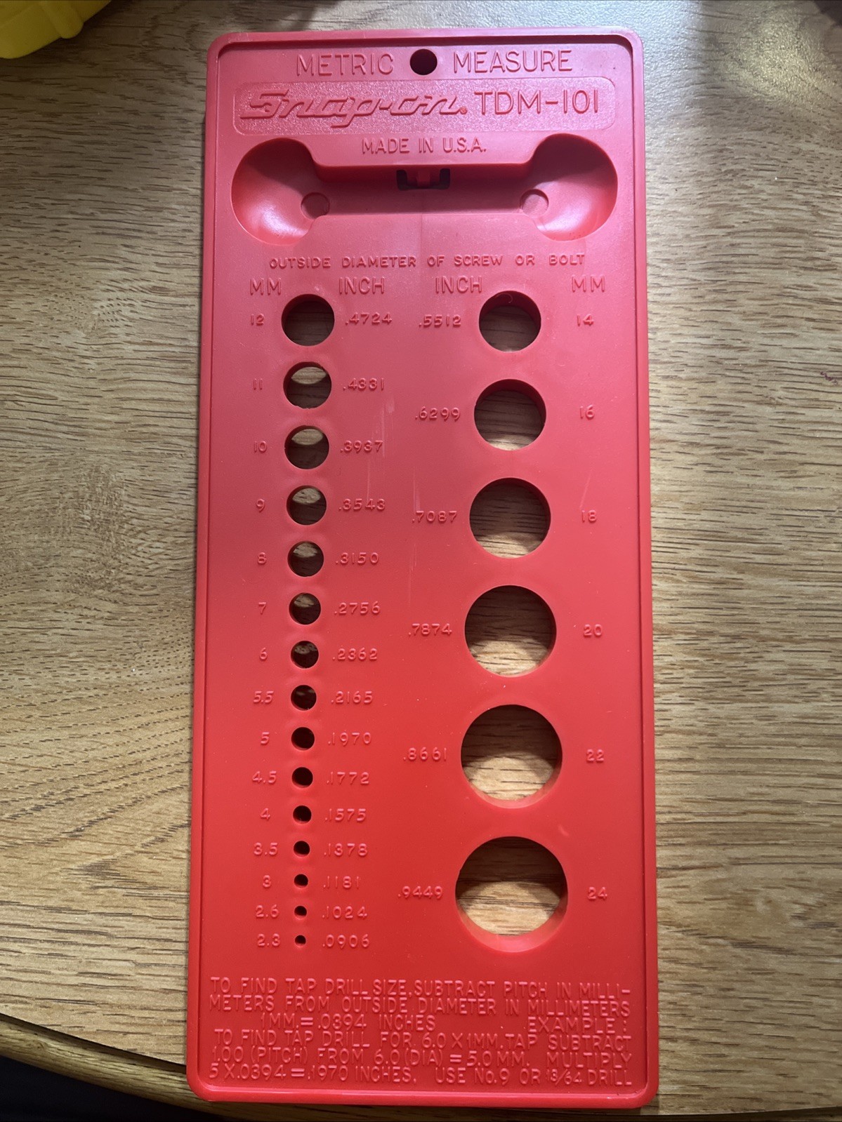 Snap On Metric Bolt  Set Snap-On TDM 101 Measure Tool. Made in USA READ
