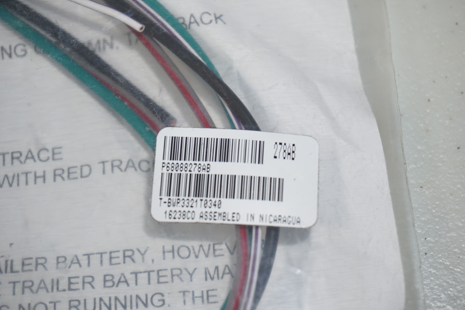 Jeep Grand Cherokee OEM Electric Brake Wiring Kit Harness Plug 68089300AB REV: A