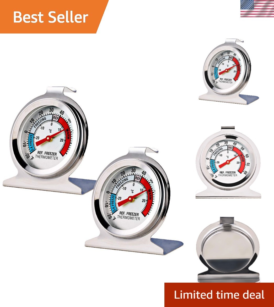 Precision Temperature Control: 2 Pack Large Dial Fridge and Freezer Thermometers