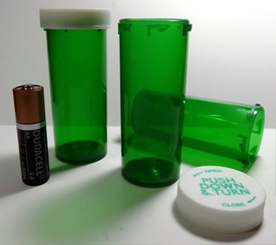 6  Prescription Green Medicine Plastic Storage Bottles & Lids 40 Dram Size