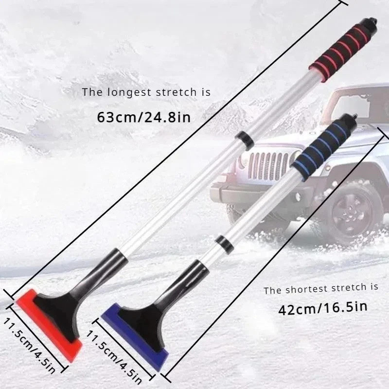 Extendable Aluminum Snow Brush & Ice Scraper for Car Windshield Telescopic -BLUE