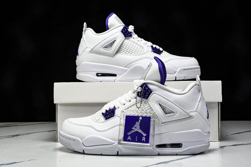 CT8527-115 AJ 4 Retro Metallic Purple White/Purple Men's Size 4-13