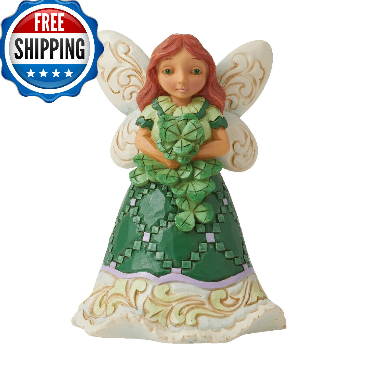 Enesco Jim Shore Heartwood Creek Irish Fairy Figurine 4.17" Shamrocks