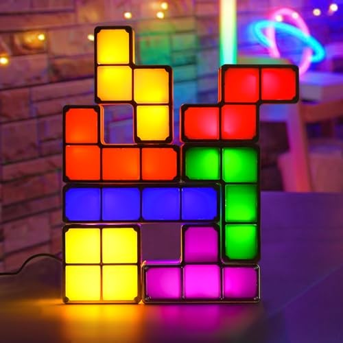Tangram Stackable Night Light, LED 7 Colors Induction Interlocking Desk Plug