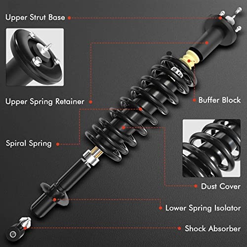 Front Pair (2) Complete Strut and Coil Spring Assembly Compatible with Jaguar