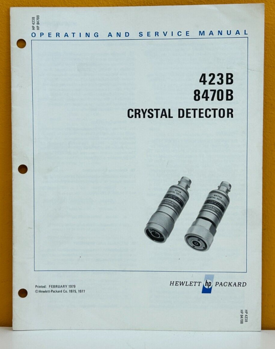 HP / Agilent 00423-90103 423B 8470B Crystal Detector Operating & Service Manual.