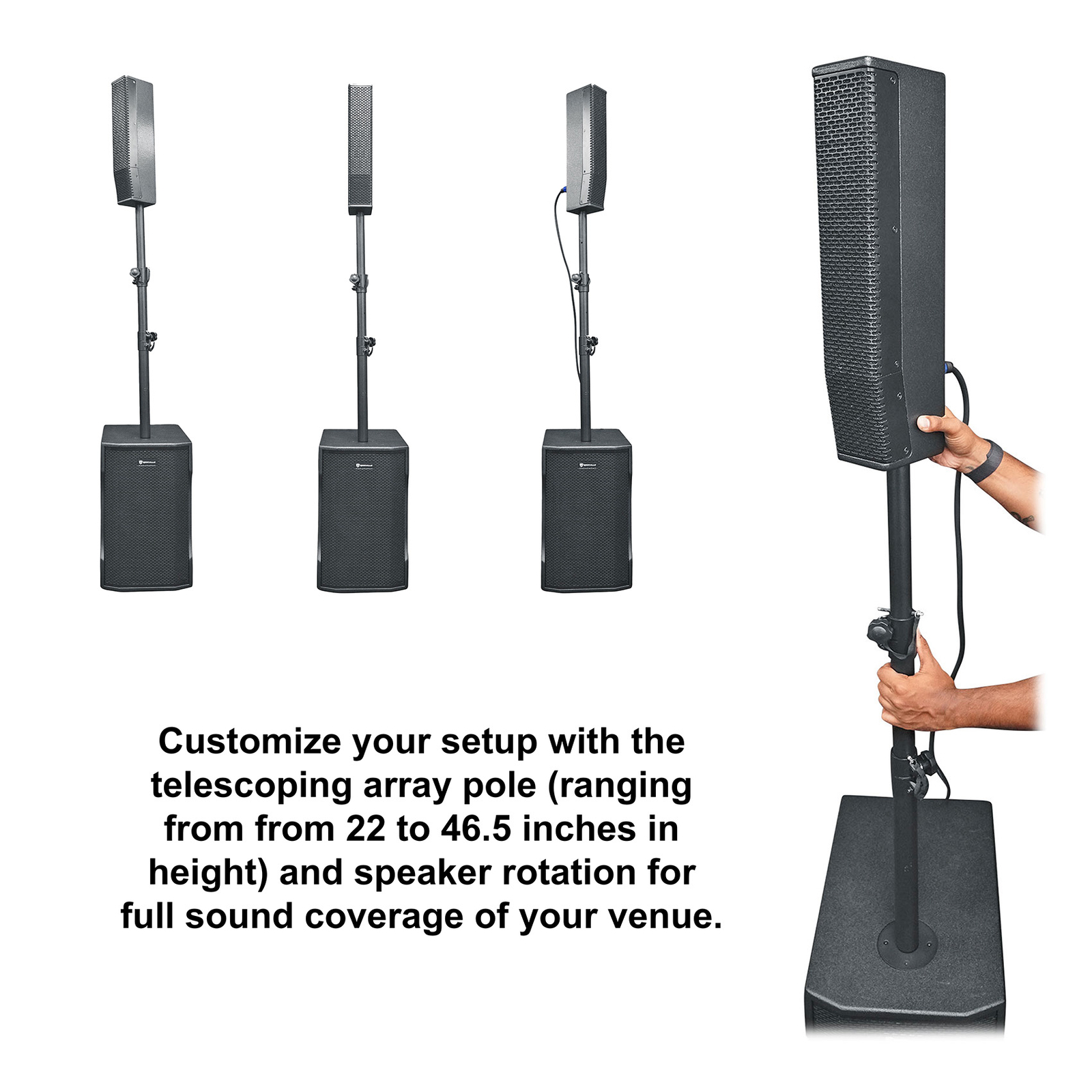 DJ Package w/(2) TITAN COLUMN 12 Powered Array Column Speakers+Subwoofer+Facade