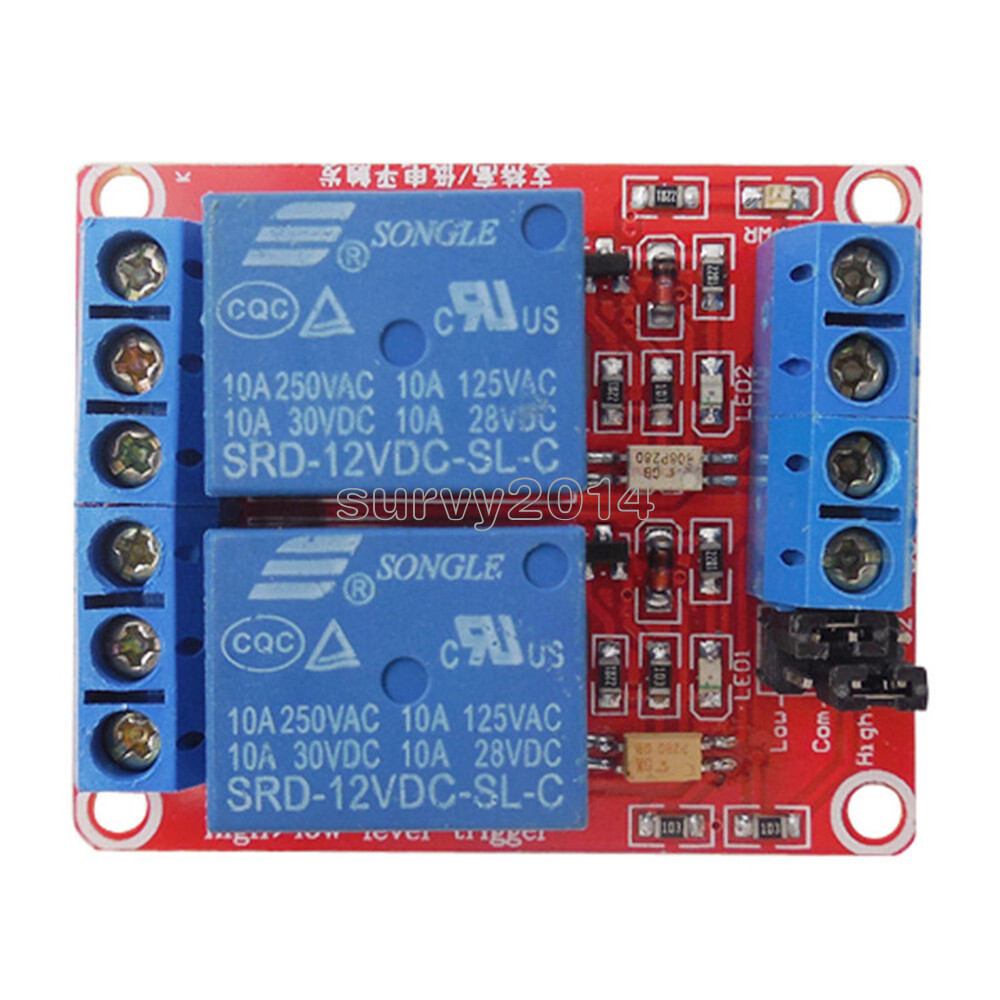 2-Channel 12V Relay Module Optocoupler High and Low Level Trigger for Arduino