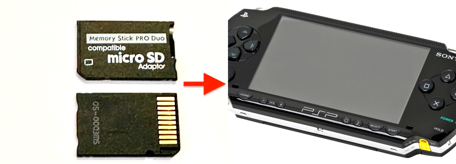 Micro SD SDHC TF to Memory Stick MS Pro Duo PSP Adapter for PSP 1000 2000 3000