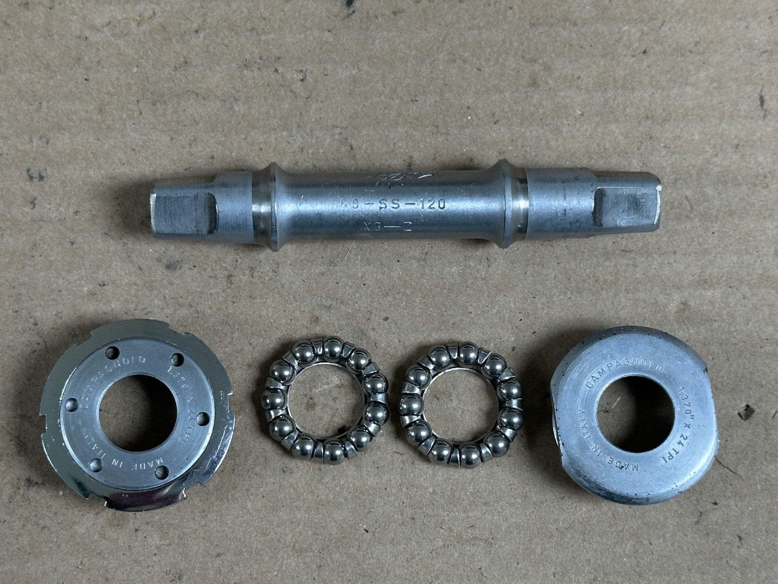 Vintage Pre-77 Campagnolo Record Bottom Bracket 68-SS-120-X3 Triple, English 117