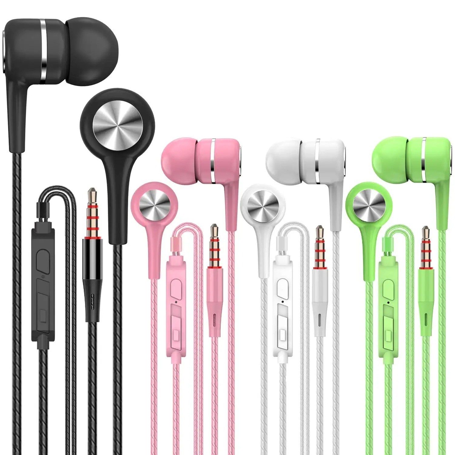 3.5mm In-Ear Earphone Headphone With Mic Stereo Headset For Cell Phone 4pair