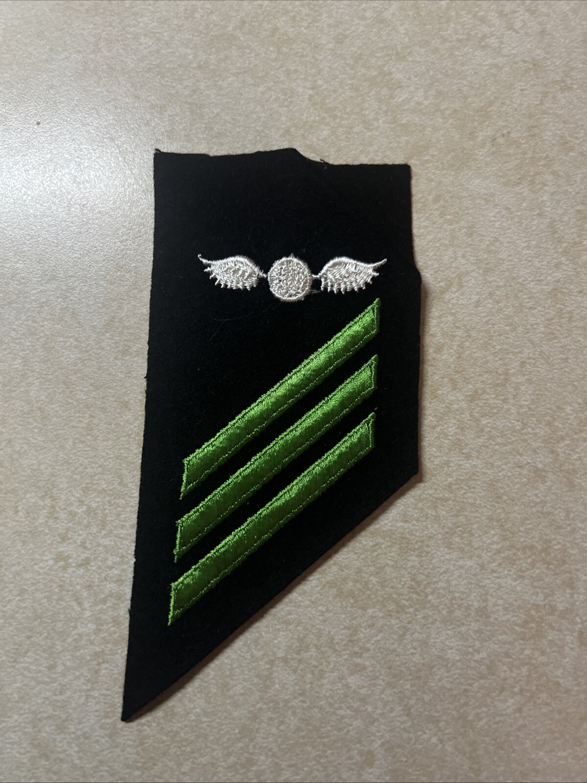 US Navy Rate Aviation Electrician's Mate Seaman E-3 Rank Green on Black Patch