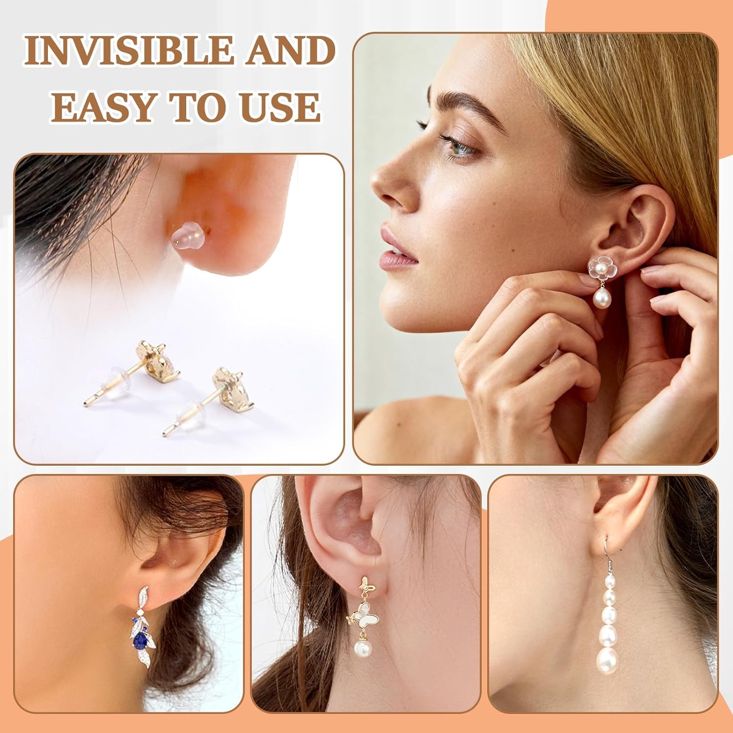 Rubber Earring Backs Soft Clear Earring Backings for Studs Hypoallergenic Silico