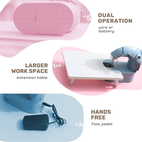 Mini Sewing Machine for Beginners, Dual Speed Small Portable Premium Set Blue