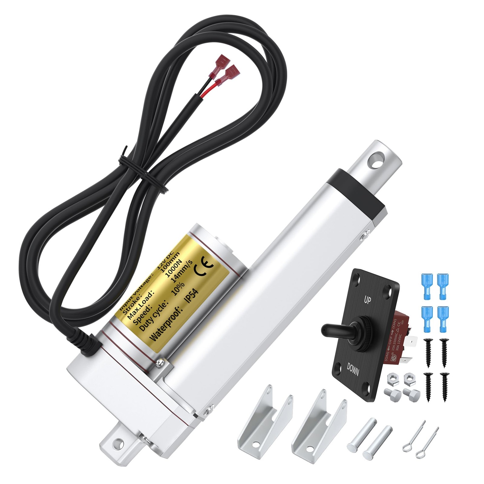 12V Linear Actuator, 4" Actuator 14 mm/s High Speed Linear Actuator Waterproo...