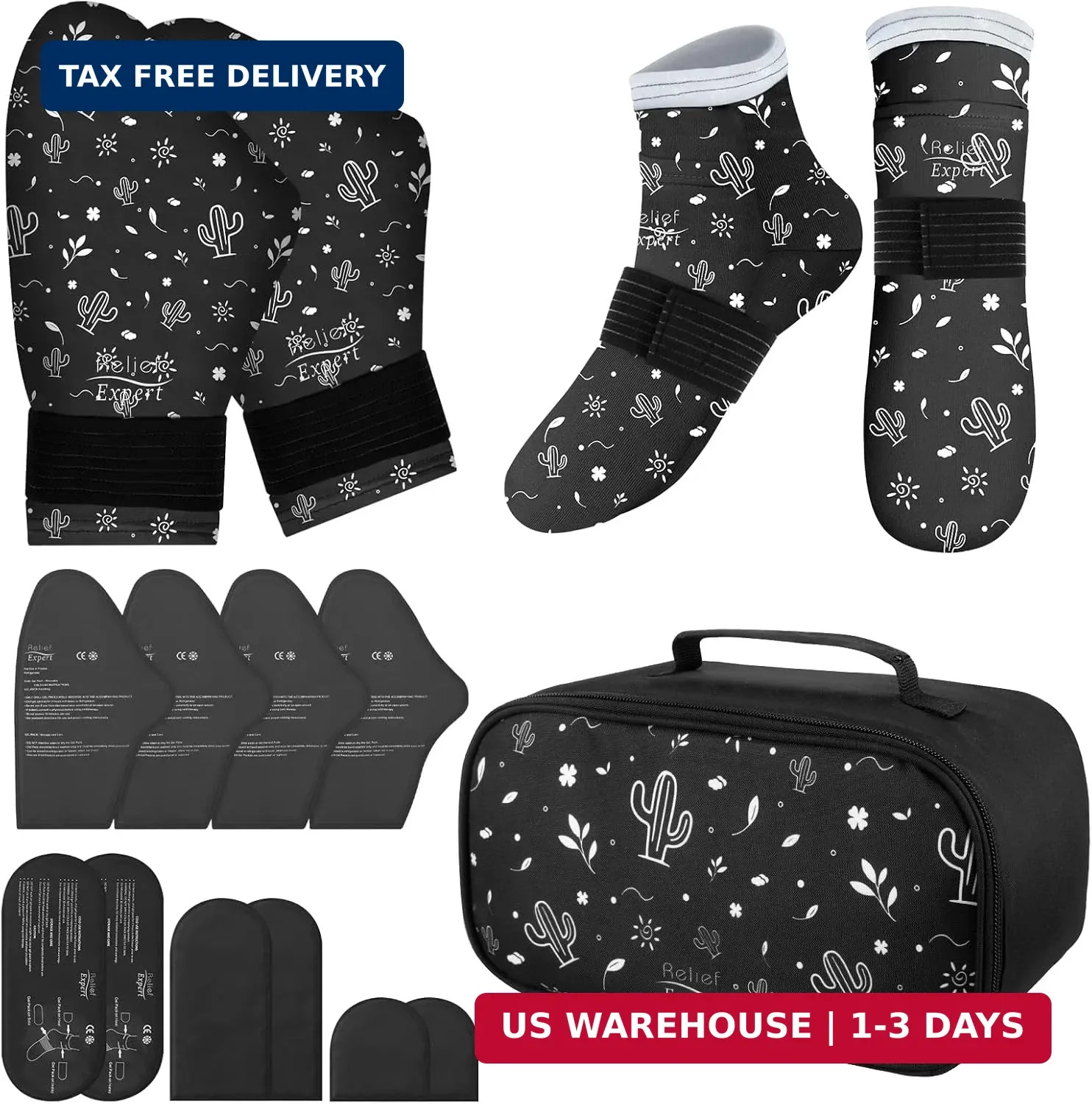 Cold Therapy Socks and Hand Ice Pack Set-Portable Gel Gloves & Socks with Insula
