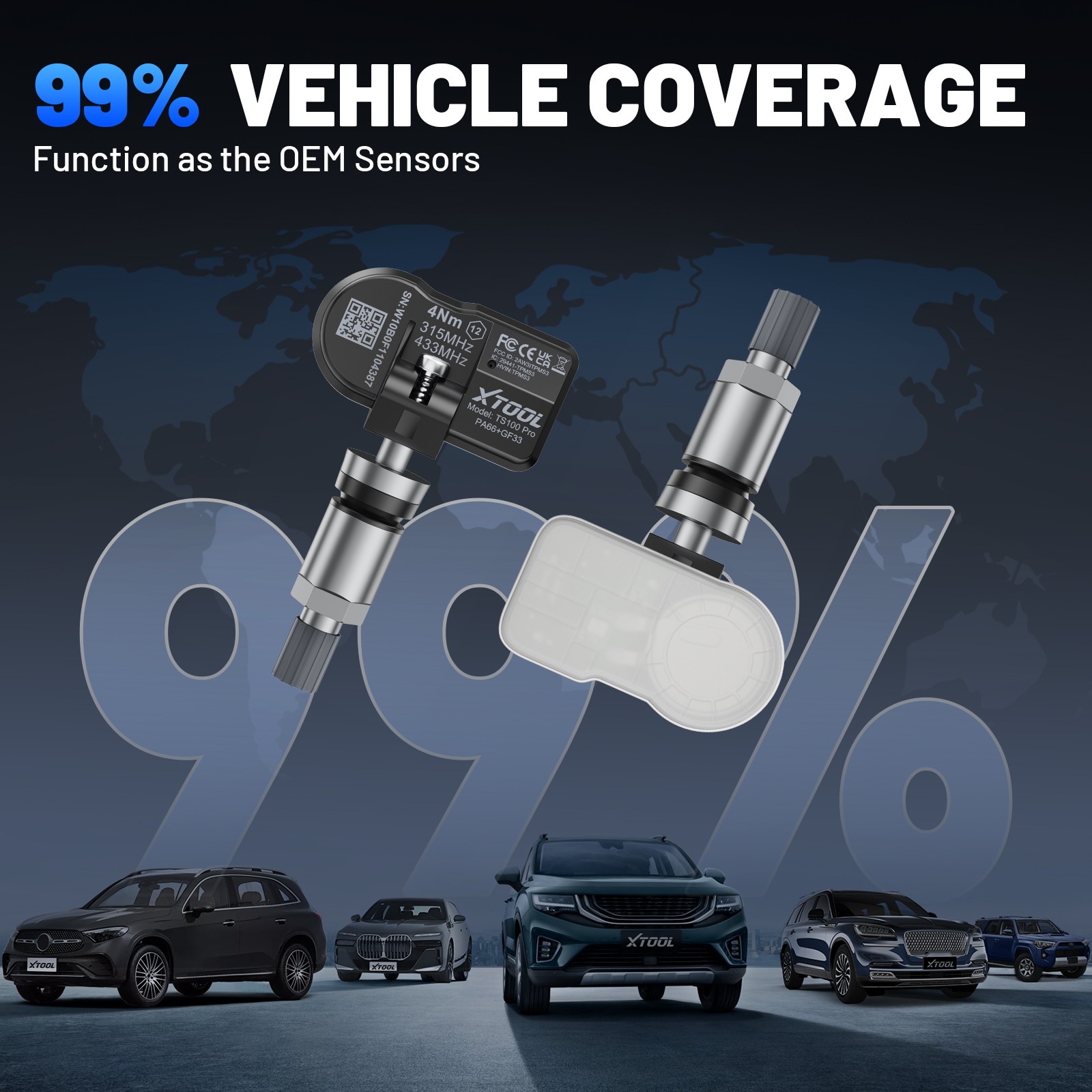 XTOOL TP580 +4PCS TS100 Sensor Programming TPMS Relearn Activate Full Diagnostic