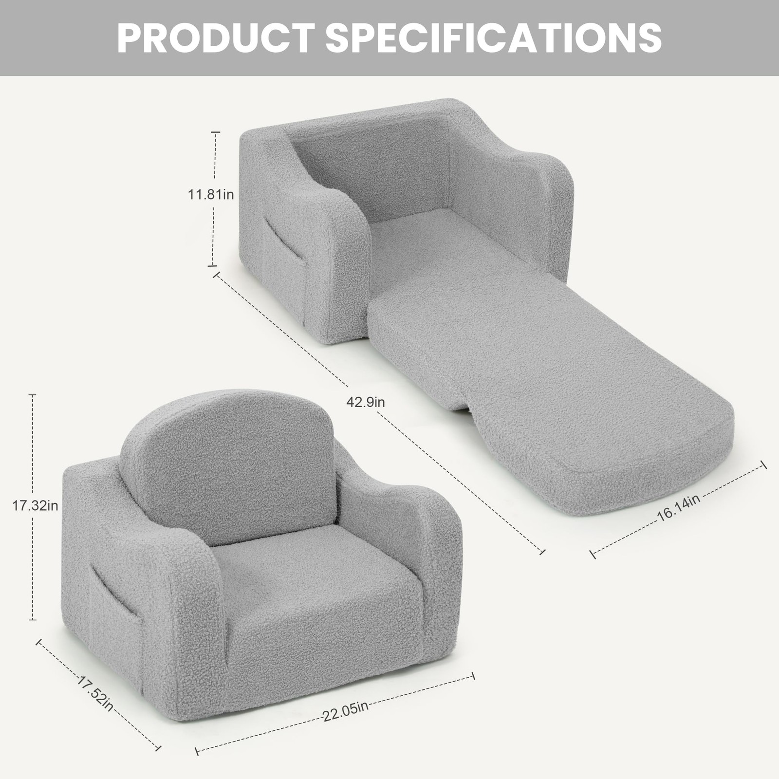 Comfy Toddler Chair & Kids, 2-in-1 Soft Couch Fold Out for Kids, Toddler Chai...