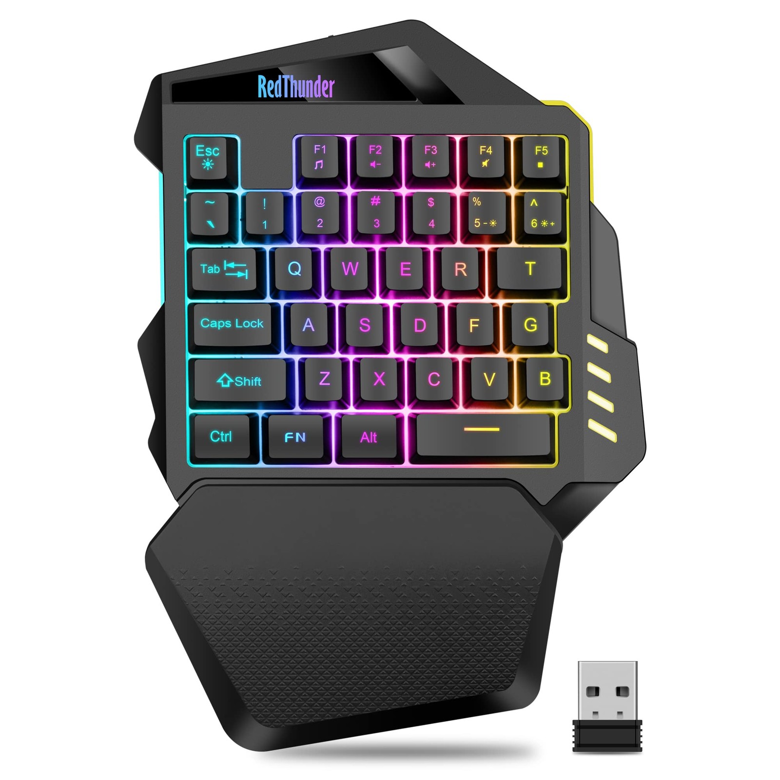 RedThunder Wireless One-Handed Gaming Keyboard, 2.4Ghz RGB Backlit Mini Gaming K